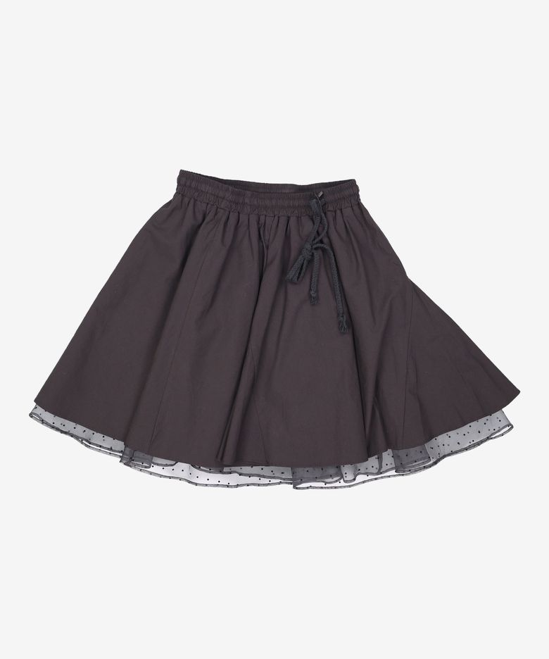 FLARE LAYERED BANDING SKIRT, BLACK