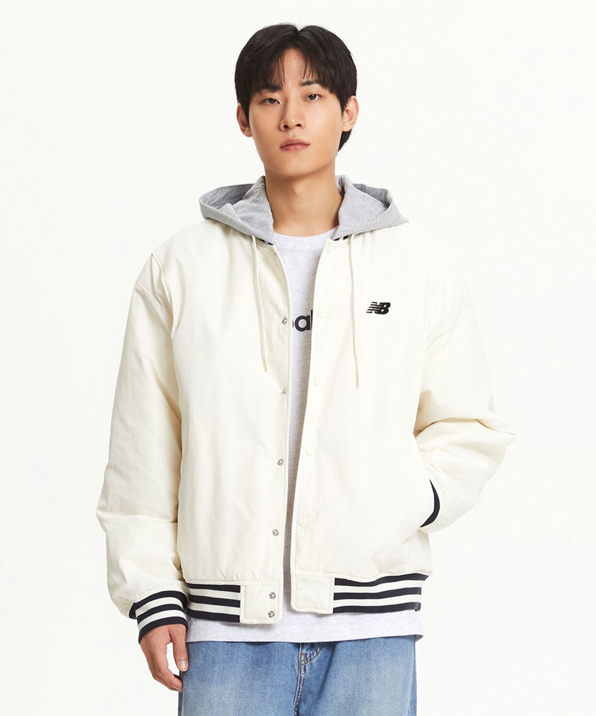 뉴발란스(NEW BALANCE) NBNQGCO113 / UNI NB 바시티 후디드 패딩 (IVORY)