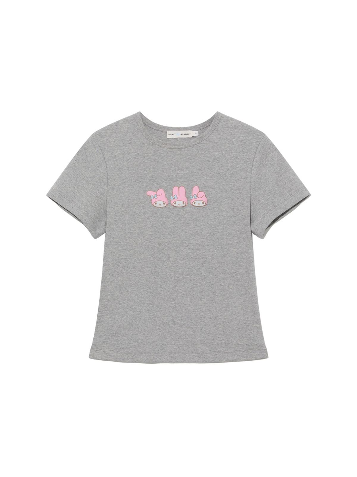 글로니(GLOWNY) GLOWNY X MY MELODY BABY TEE (MELANGE GRAY)