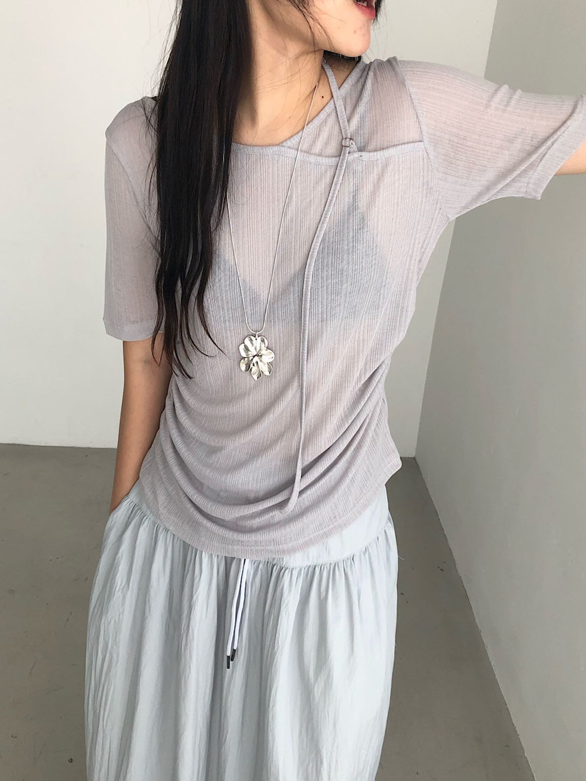 아포엠(APOEM) Strap Shirring Tee (3C)