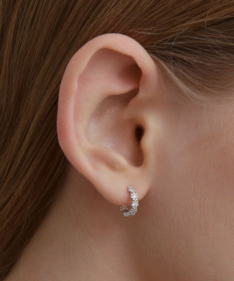 [925 silver] Flower white tennis earrings M (White) BH7E61705W9XXX