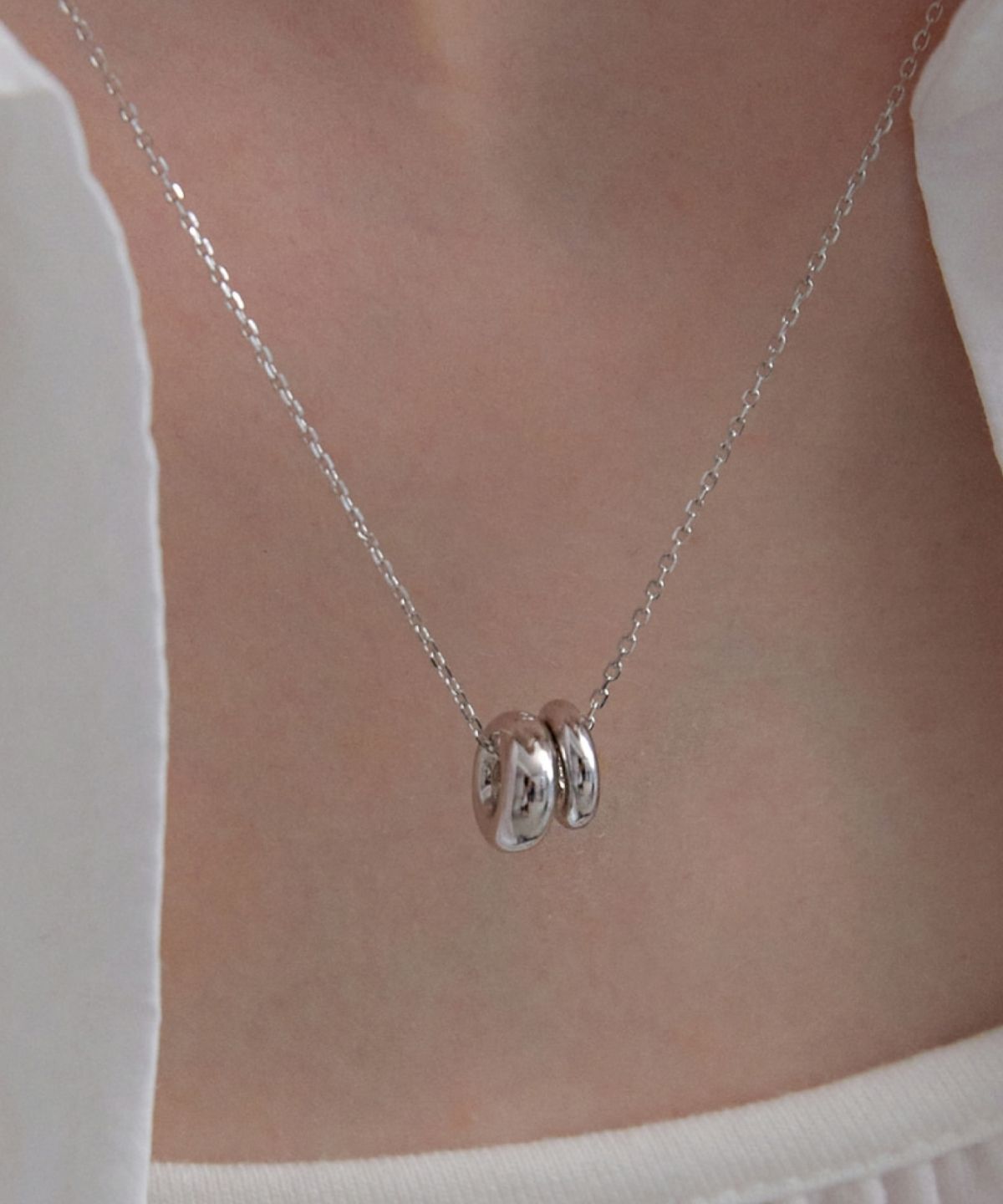 바이이에르(BYHYERES) [925 silver] Duo link necklace (White) BH7N50782W9450