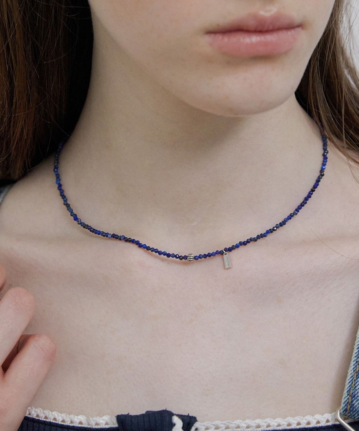 바이이에르(BYHYERES) Pumpkin beads necklace (Lapis lazuli) BH7N4A721WB450