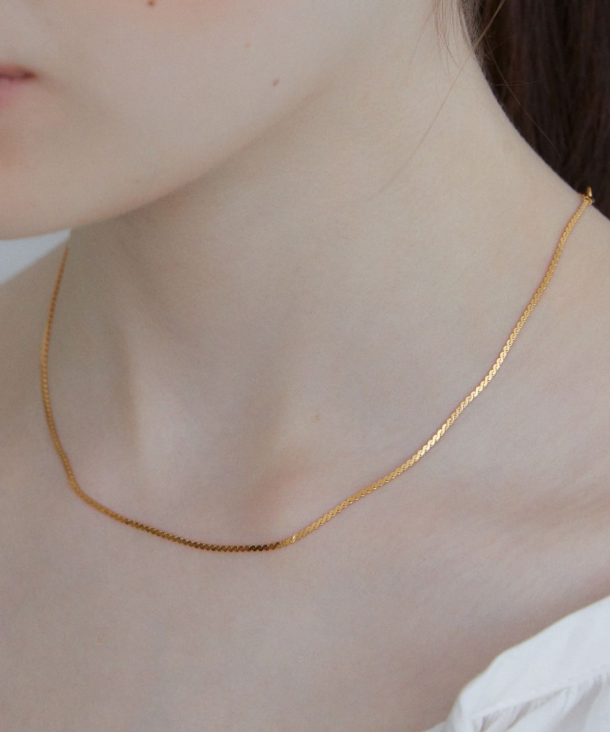 바이이에르(BYHYERES) [925 silver] Flat s chain necklace (Yellow) BH7N40711Y9420