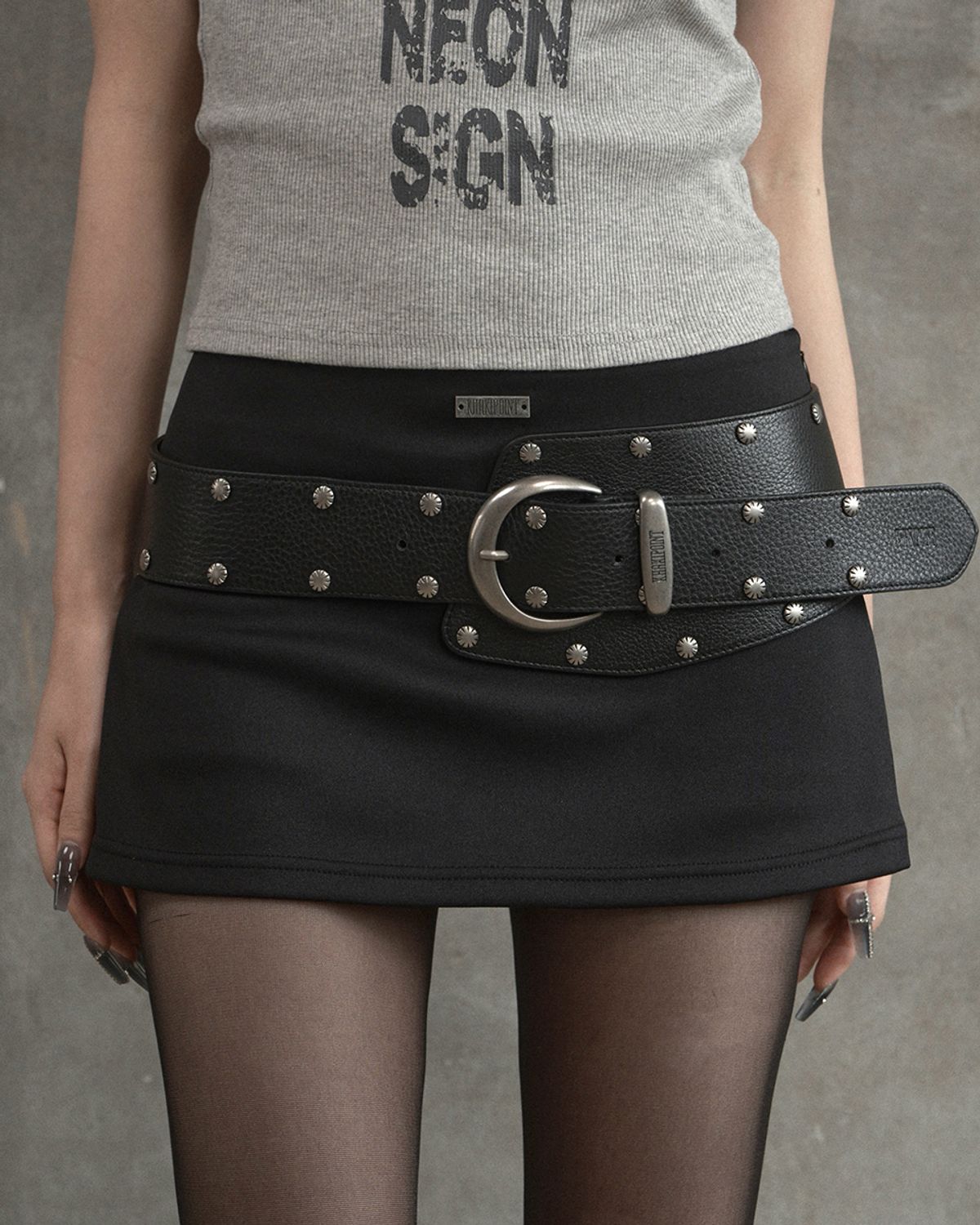 카키포인트(KHAKIPOINT) Curved Stud Belt (black)