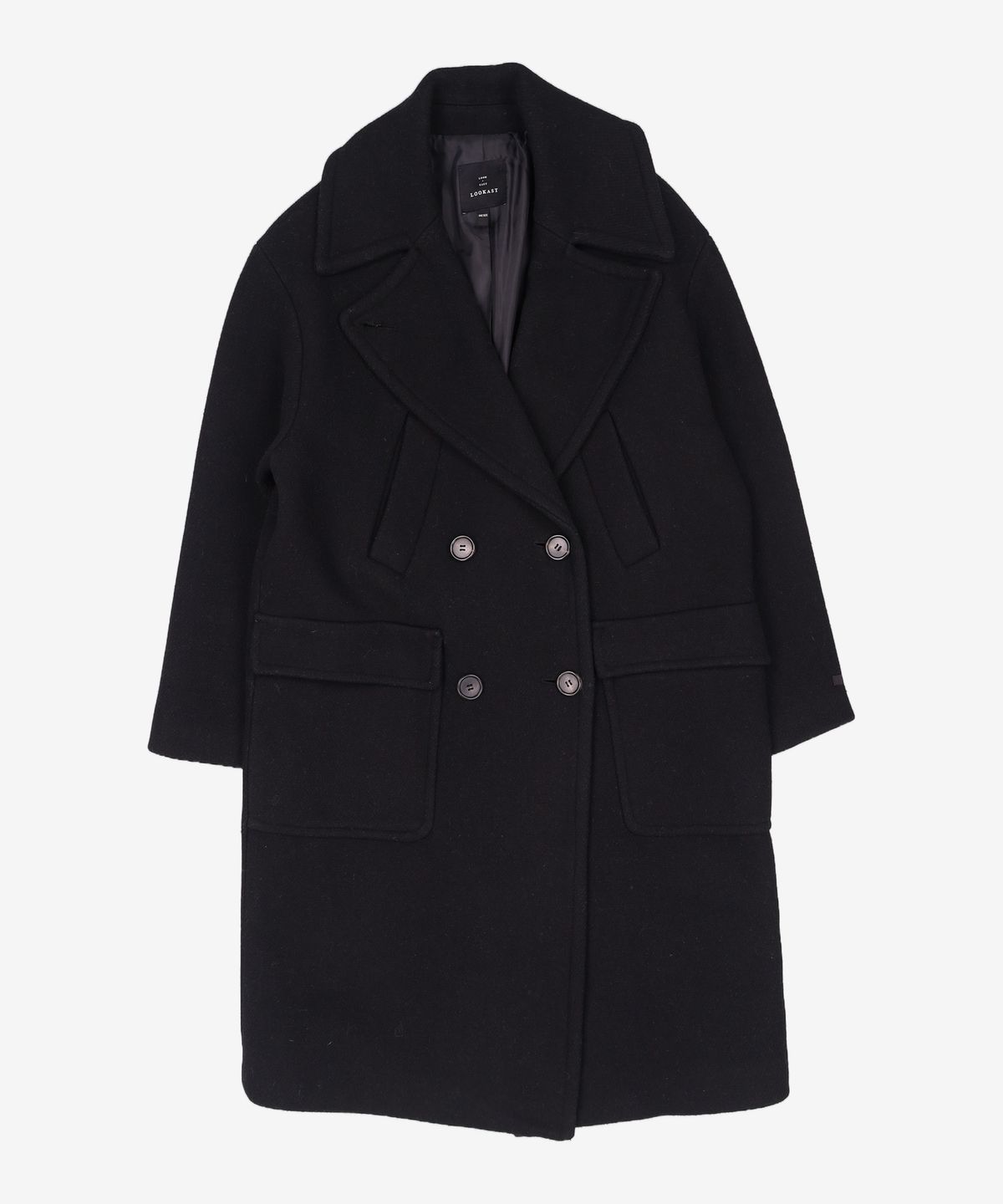 룩캐스트(LOOKAST) BLACK OVERSIZED POCKET COAT OS