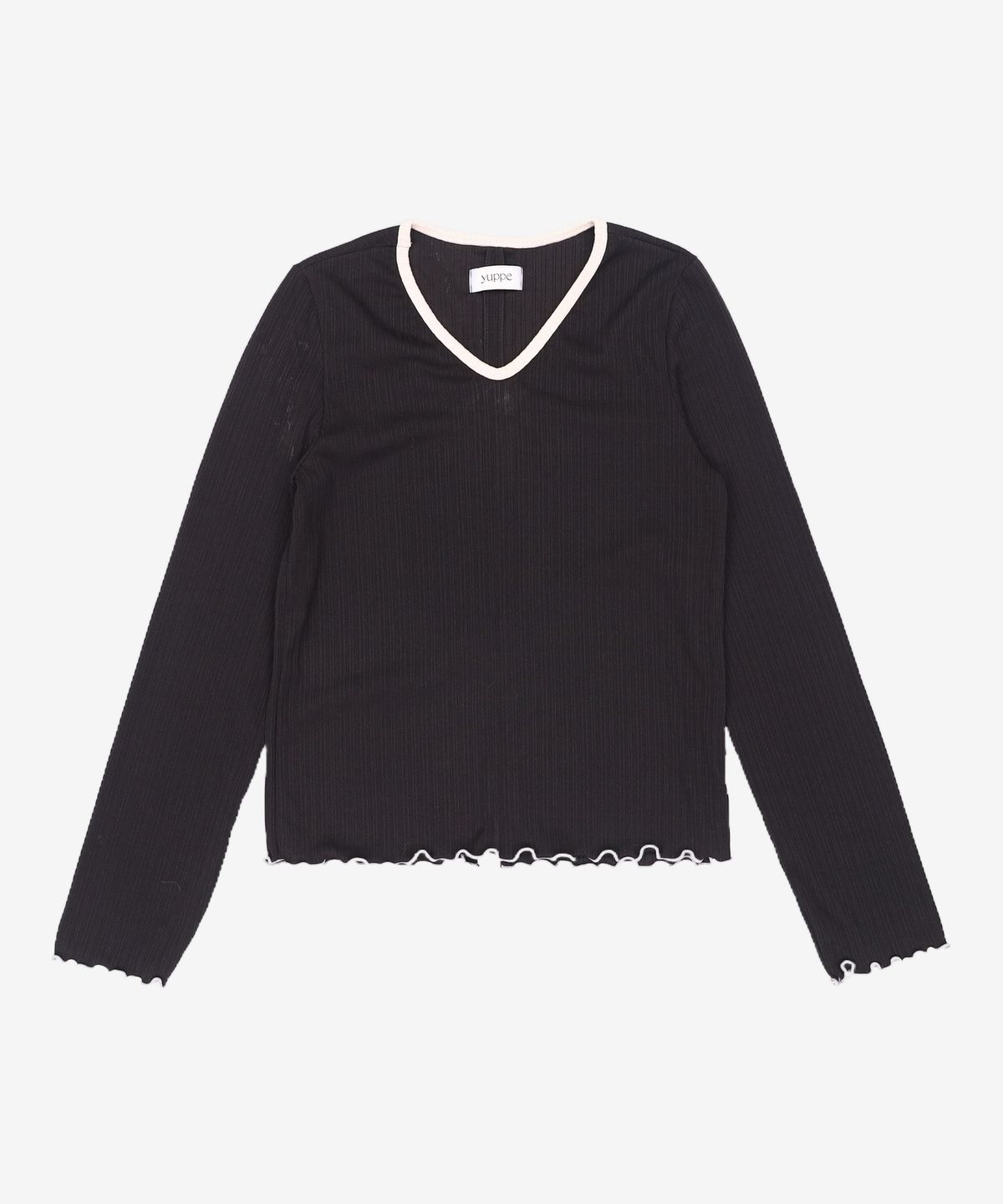 엽페(YUPPE) GOLGI SHIRRING T-SHIRT_BLACK FREE