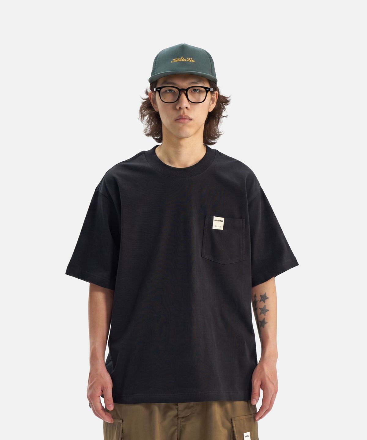 미드업데이트(MIDUPDATE) Vertical Ribbed Pocket SS Tee Tee black