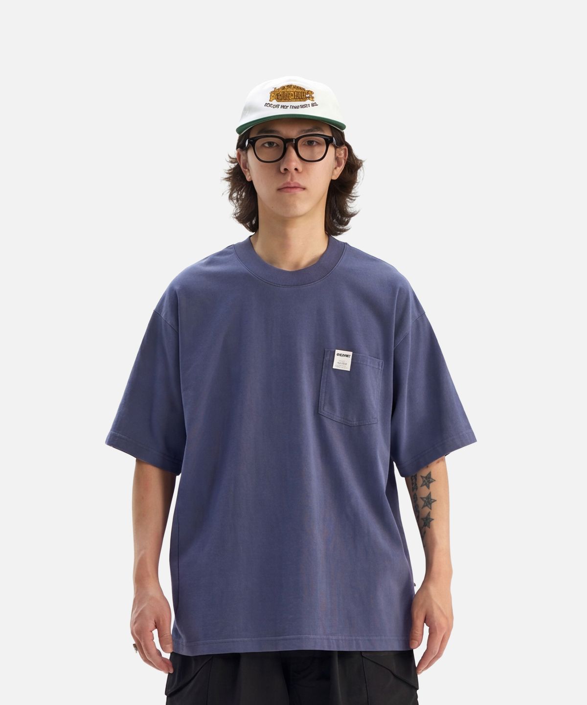 미드업데이트(MIDUPDATE) Vertical Ribbed Pocket SS Tee Tee navy