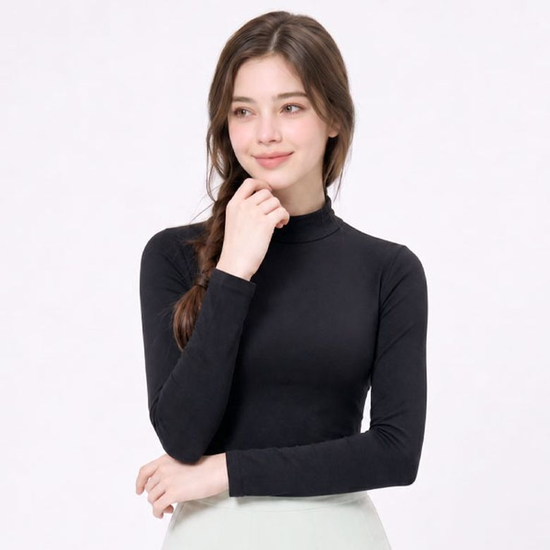 여성 냉감 하이넥 이너 티셔츠 블랙