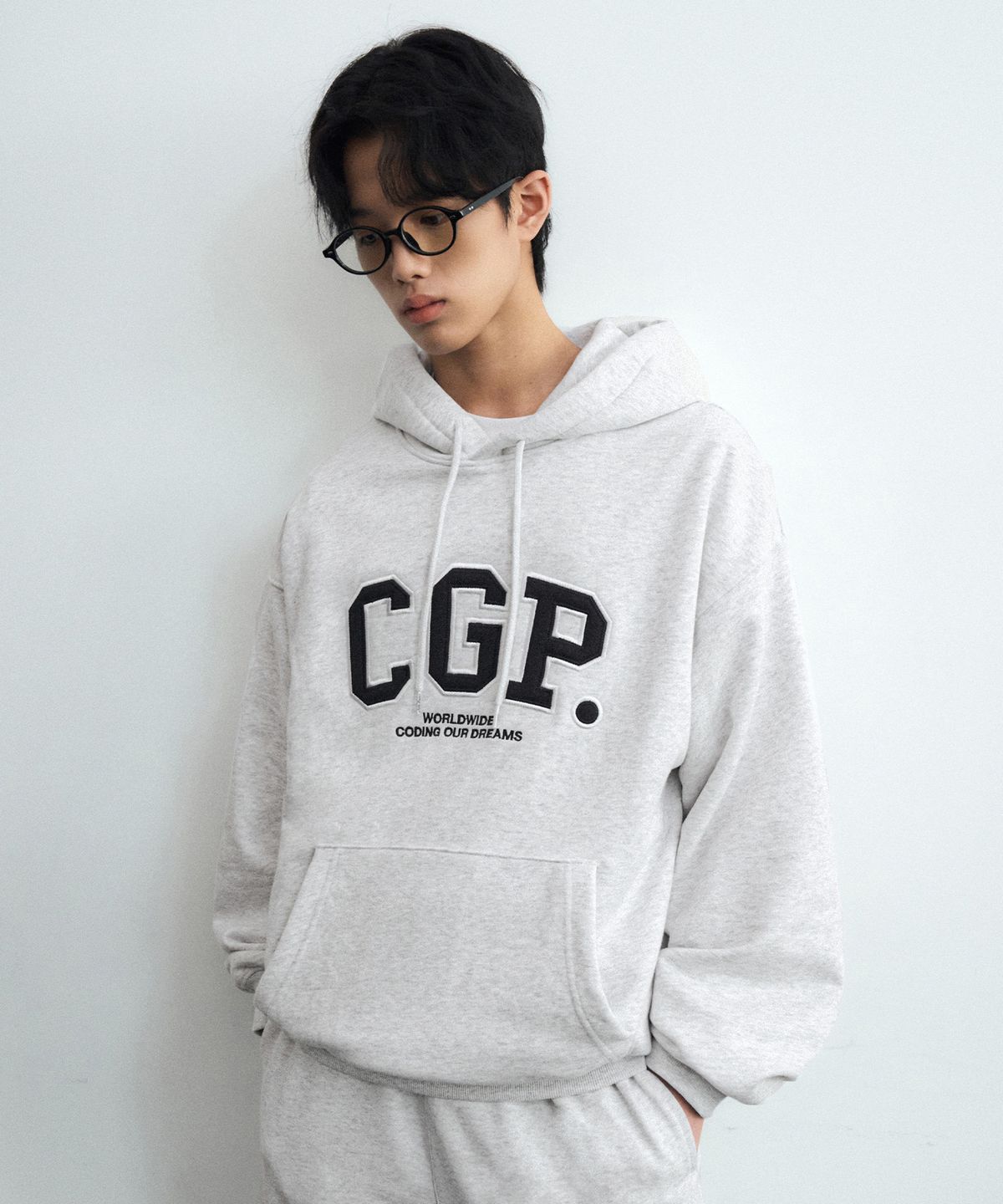 코드그라피(CGP) CGP 아치 로고 후디_라이트그레이