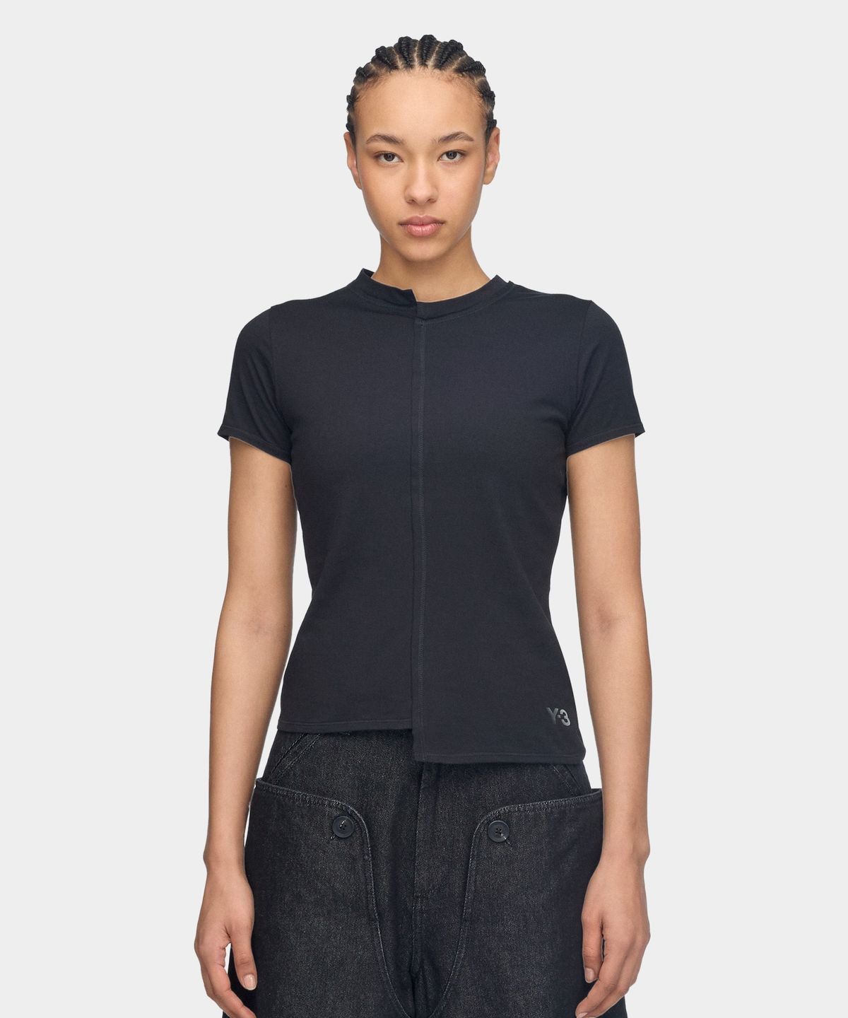 와이쓰리(Y-3) (W) 피티드 숏 슬리브 티셔츠 블랙 W FTD SS TEE BLACK