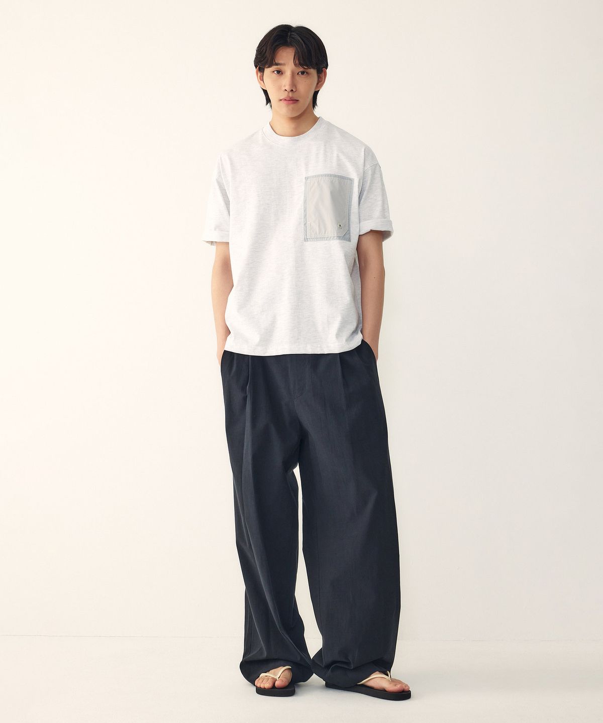 스튜디오 톰보이(STUDIO TOMBOY) [MEN] 베이직 원턱 밴딩 팬츠 _블랙_9156231193