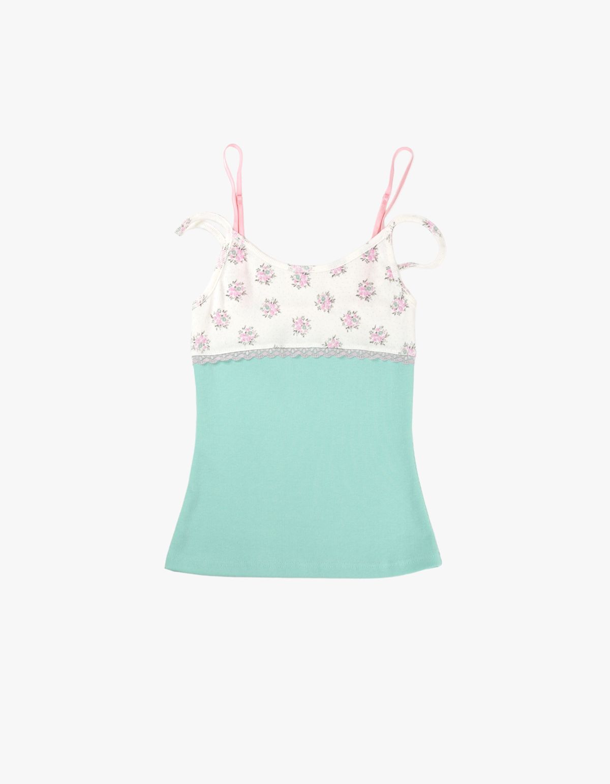 혼쿄(HONKYO) Double Strap Lace Sleeveless- Mint Flower