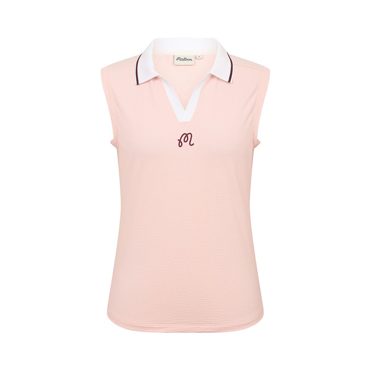 말본 골프(MALBON GOLF) 여성 시어서커 저지 슬림핏 카라 탑 PINK (WOMAN)