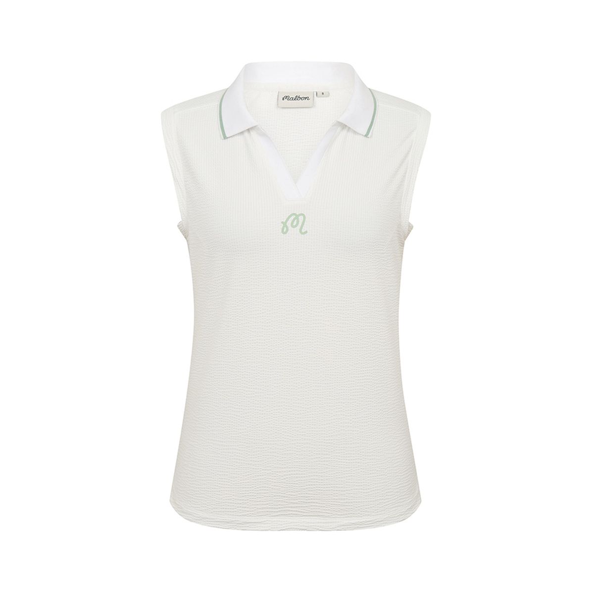 말본 골프(MALBON GOLF) 여성 시어서커 저지 슬림핏 카라 탑 WHITE (WOMAN)