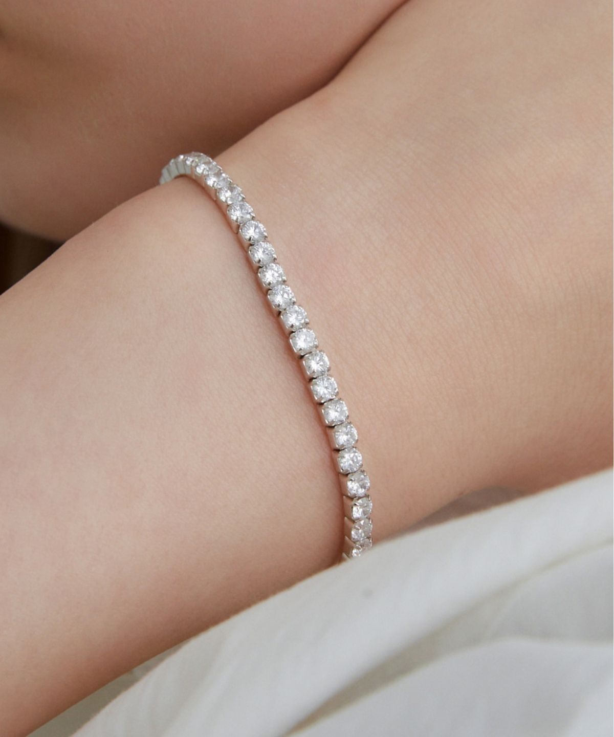 바이이에르(BYHYERES) [925 silver] Pureline flexible tennis bracelet 3.0mm (White) BH7B5B793W9