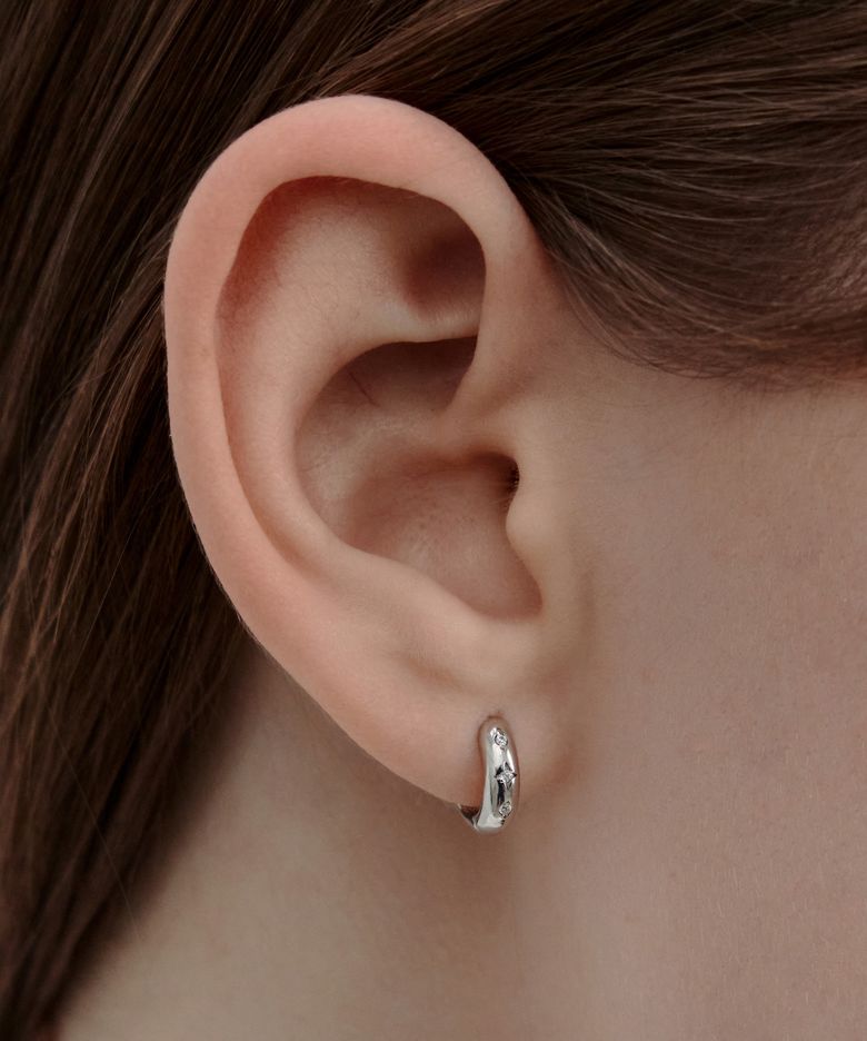 [925 silver] Star stone point earrings (White) BH7E59775W9XXX