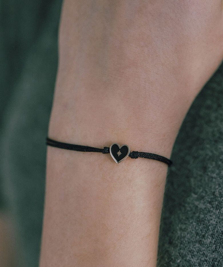 Heart spade enamel string bracelet (Black) BH6B36641WB210