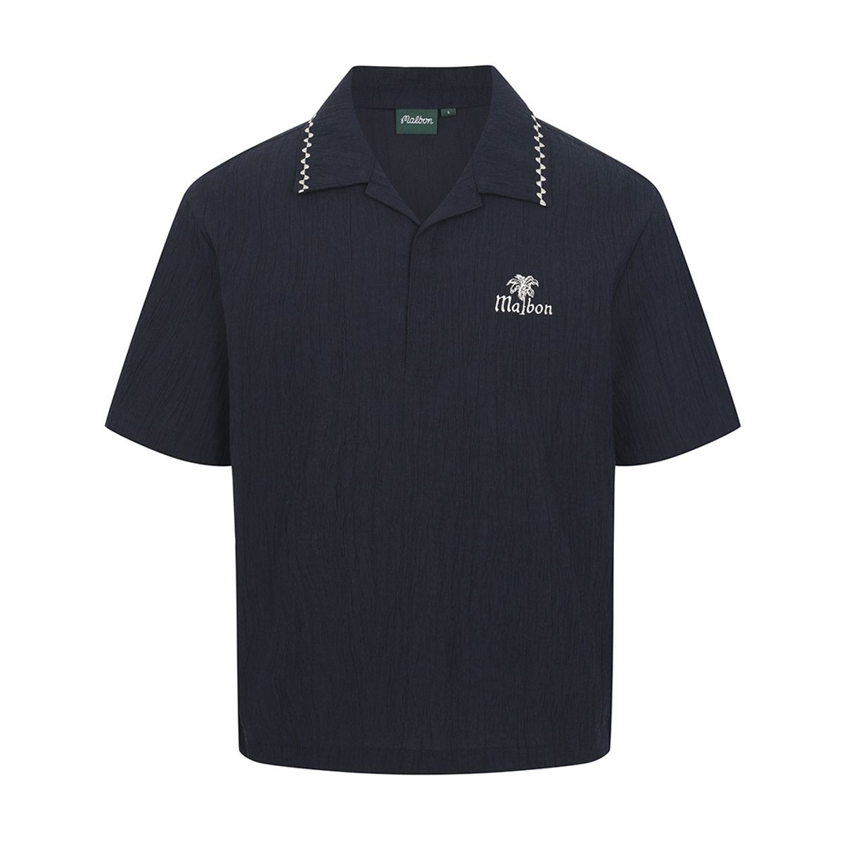 말본 골프(MALBON GOLF) 썸머 플리츠 반오픈카라 티셔츠 NAVY (MAN)