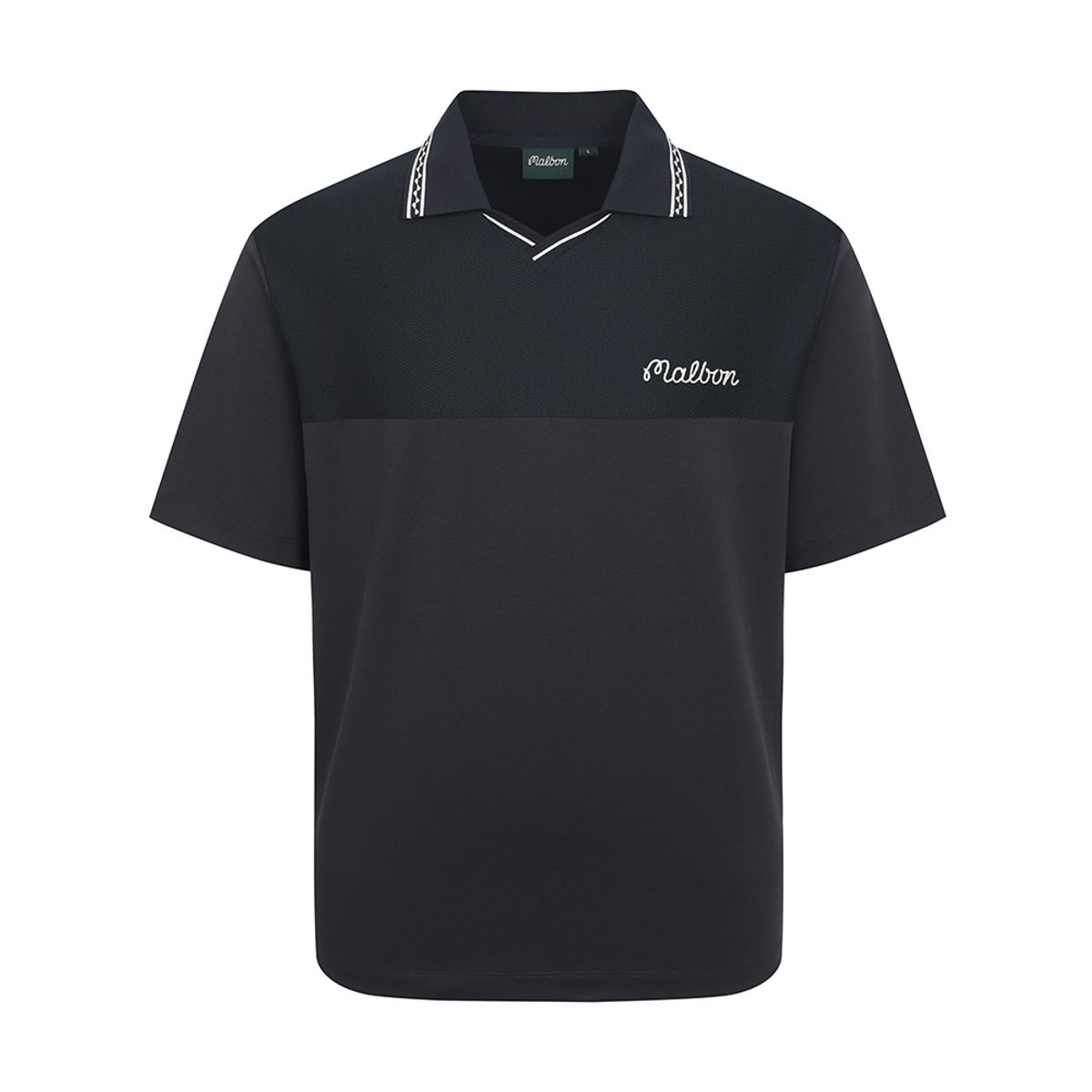 말본 골프(MALBON GOLF) 저지 크로셰 하이브리드 변형카라 티셔츠 NAVY (MAN)