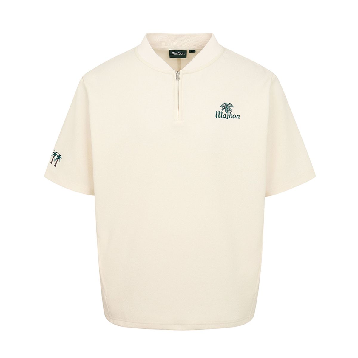 말본 골프(MALBON GOLF) 썸머 테리 세미오버핏 하프집 티셔츠 CREAM