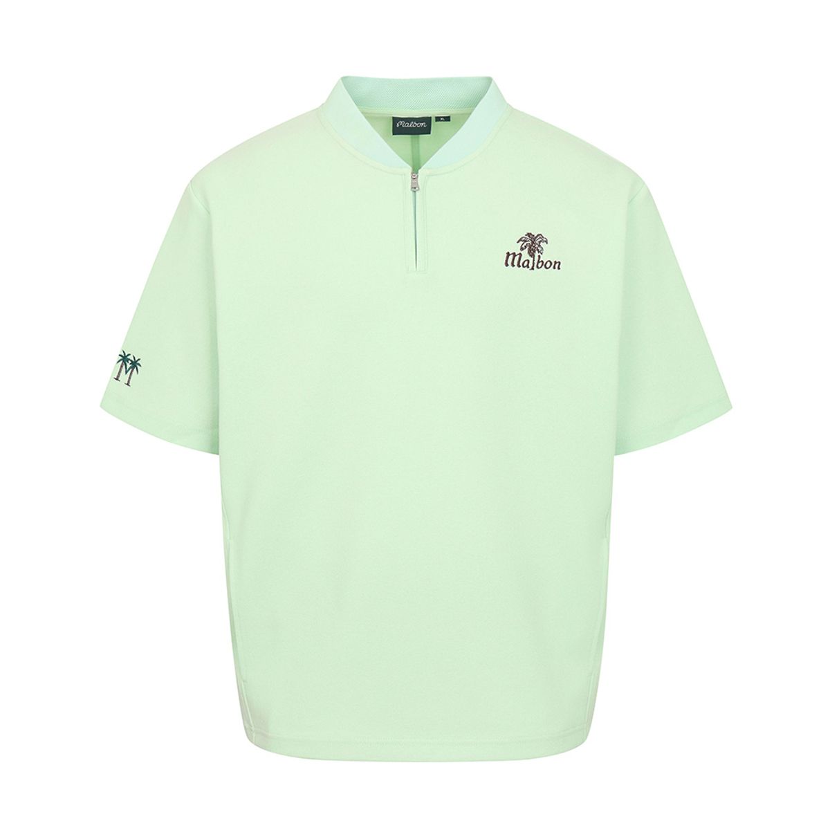 말본 골프(MALBON GOLF) 썸머 테리 세미오버핏 하프집 티셔츠 MINT GREEN