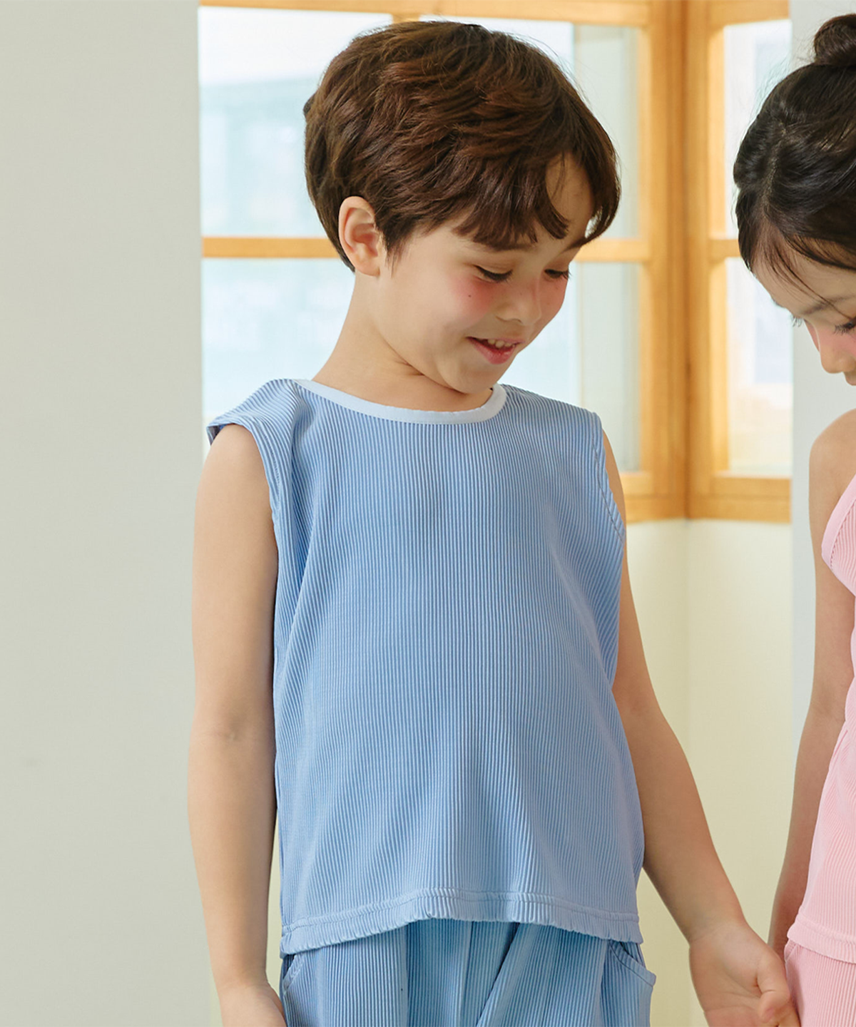 라메종드도도(LA MAISON DE DODO) SUMMER BREEZE PLEATS TOP (Baby Blue)_키즈플리츠