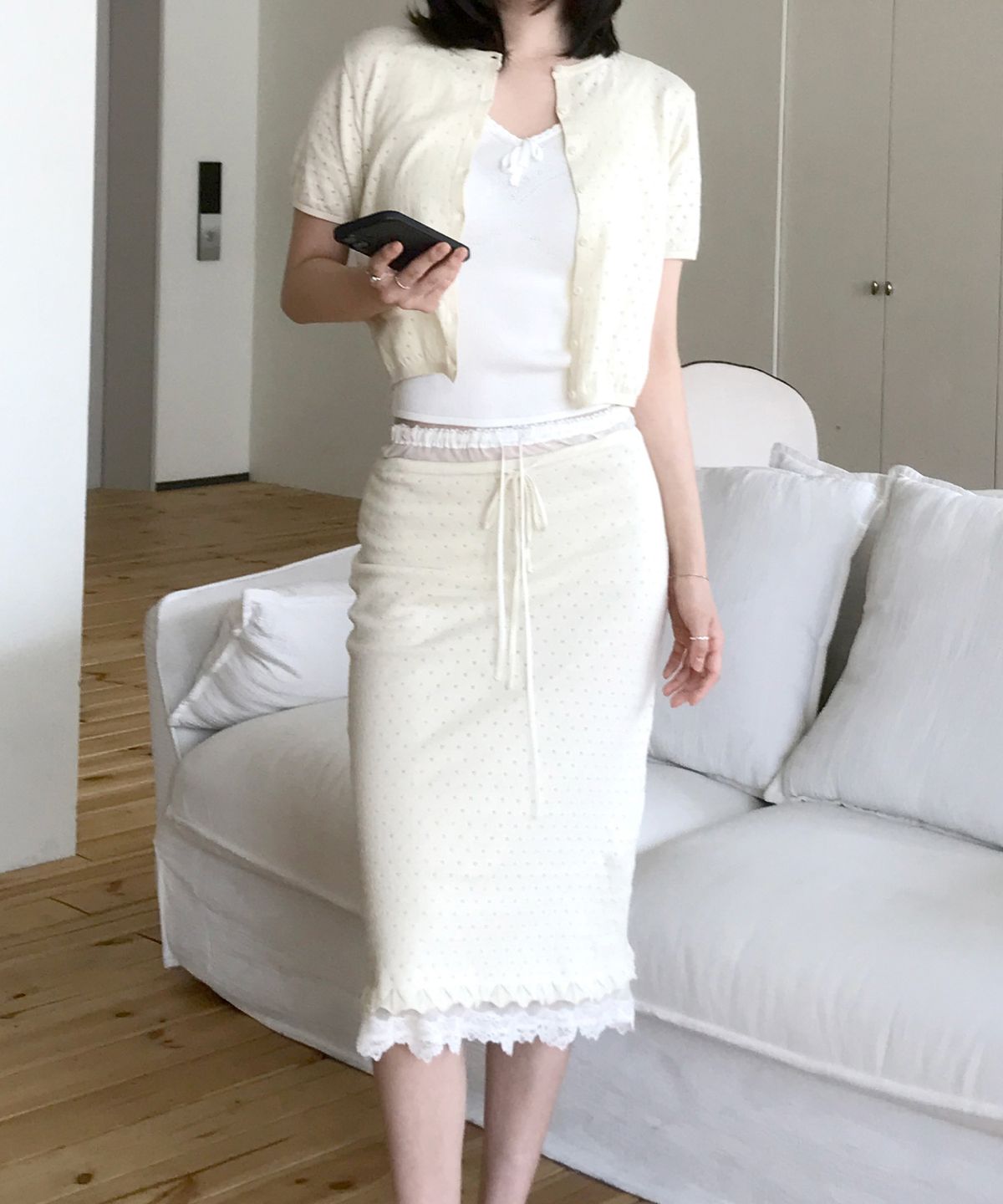 그로브(GROVE) CADY LAYERED MIDI SKIRT (2COLOR)