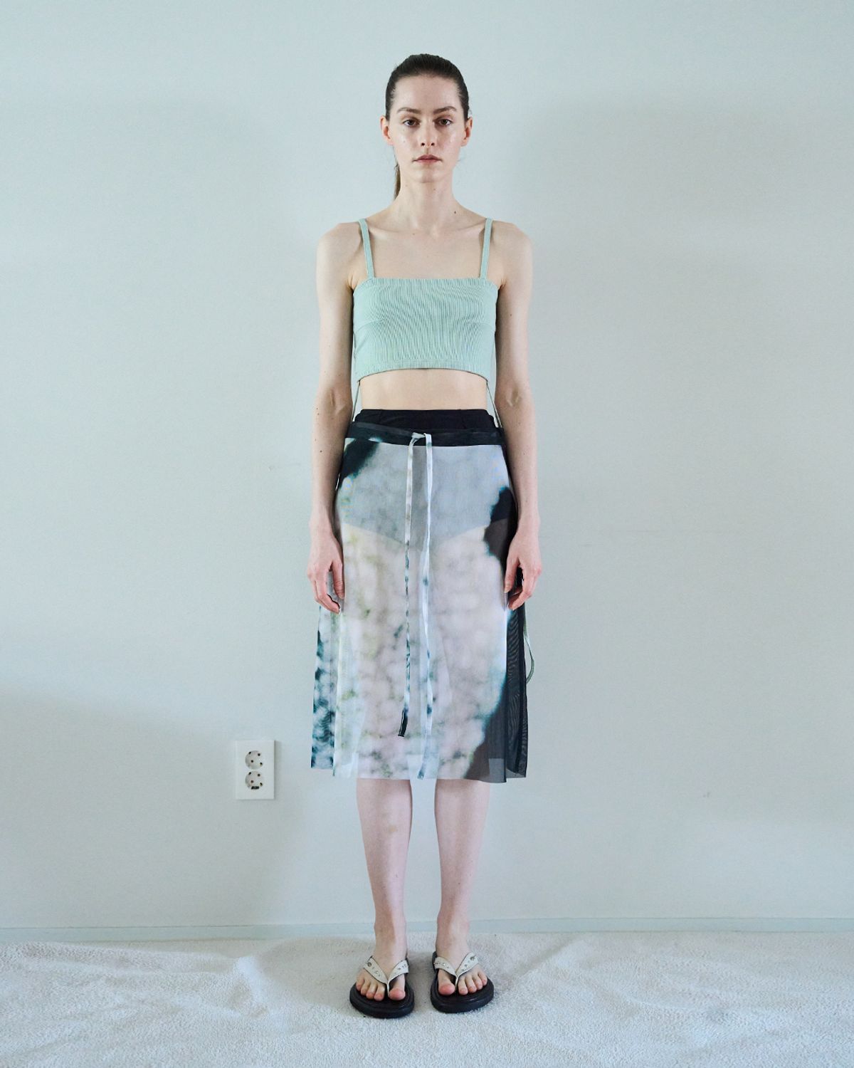 씬(SEEN) MESH PRINTING SKIRT (Rain)