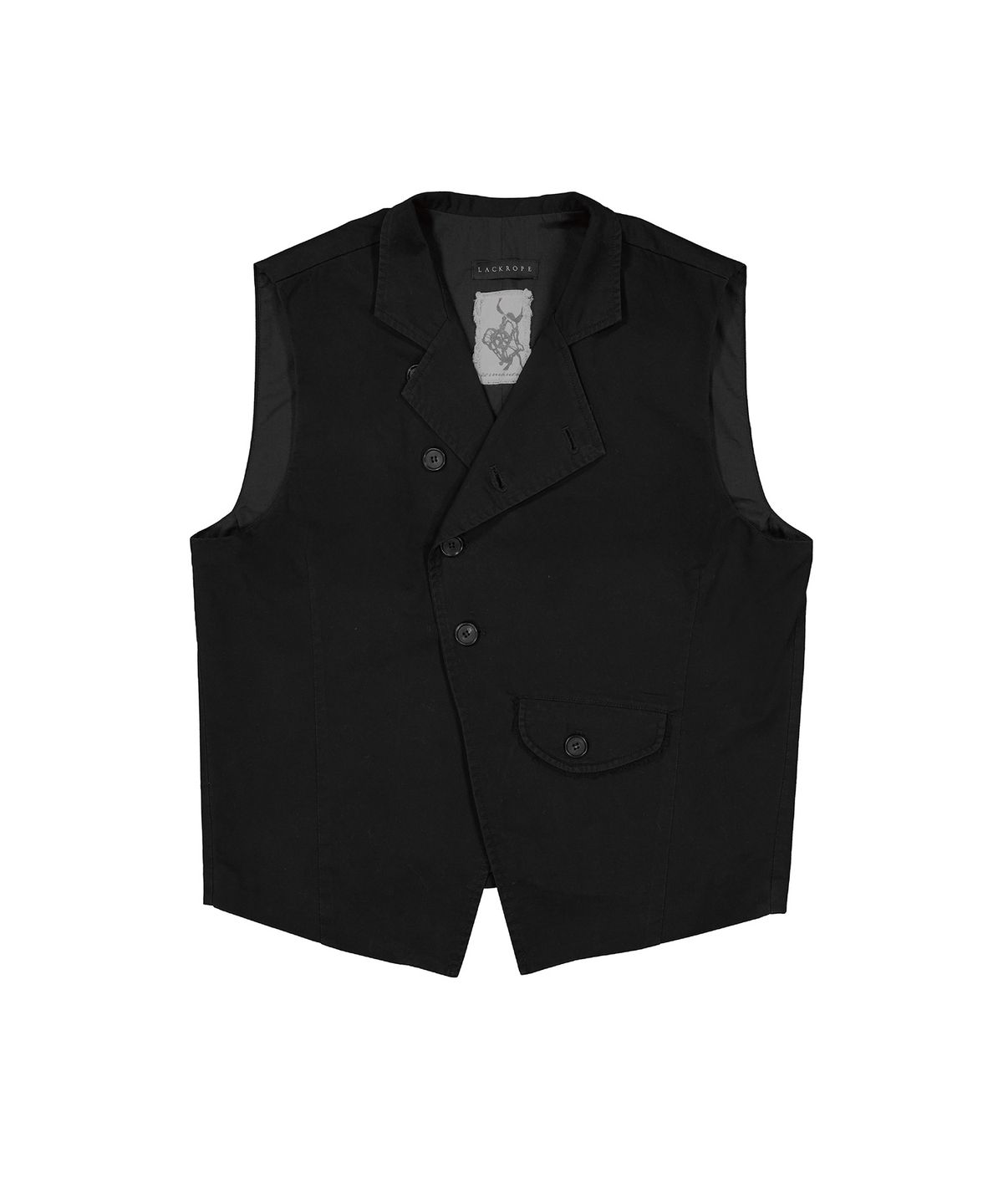 래크로프(LACKROPE) ASYMMETRIC RAW CUT VEST - BLACK