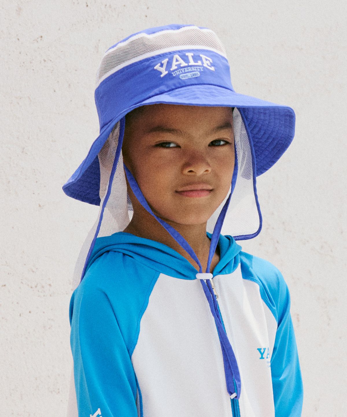 예일키즈(YALE KIDS) 메쉬 배색포인트 아쿠아 플랩캡 A5M030