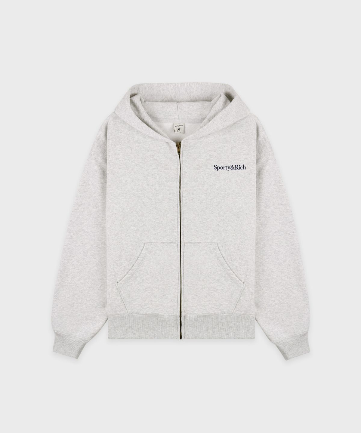 스포티앤리치(SPORTY&RICH) 세리프 로고 자수 집업 후드 남여공용 - 그레이 R265AUW010