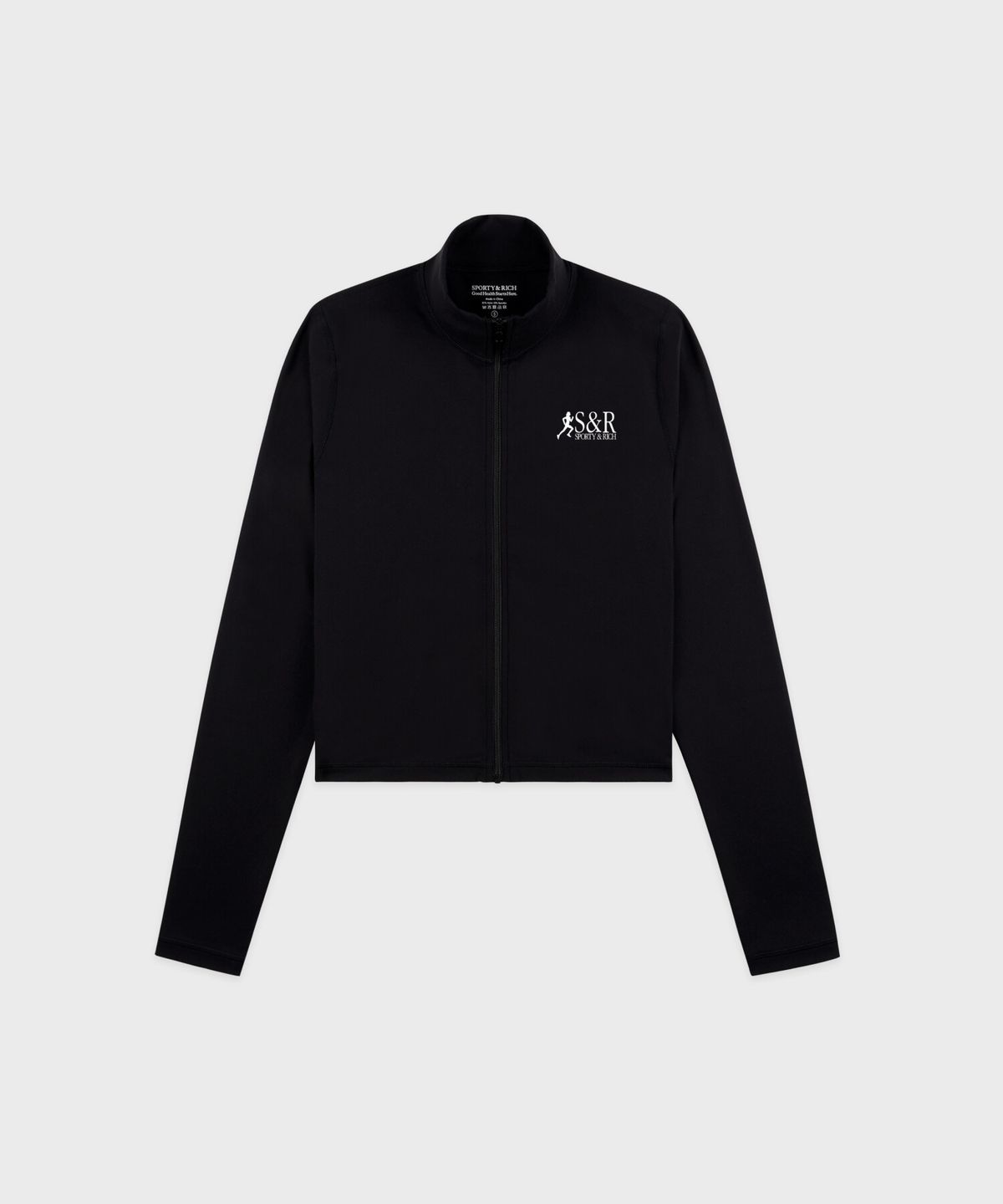 스포티앤리치(SPORTY&RICH) SR 러너 스포츠 쿼터 집업 - 블랙 R265AWJ001