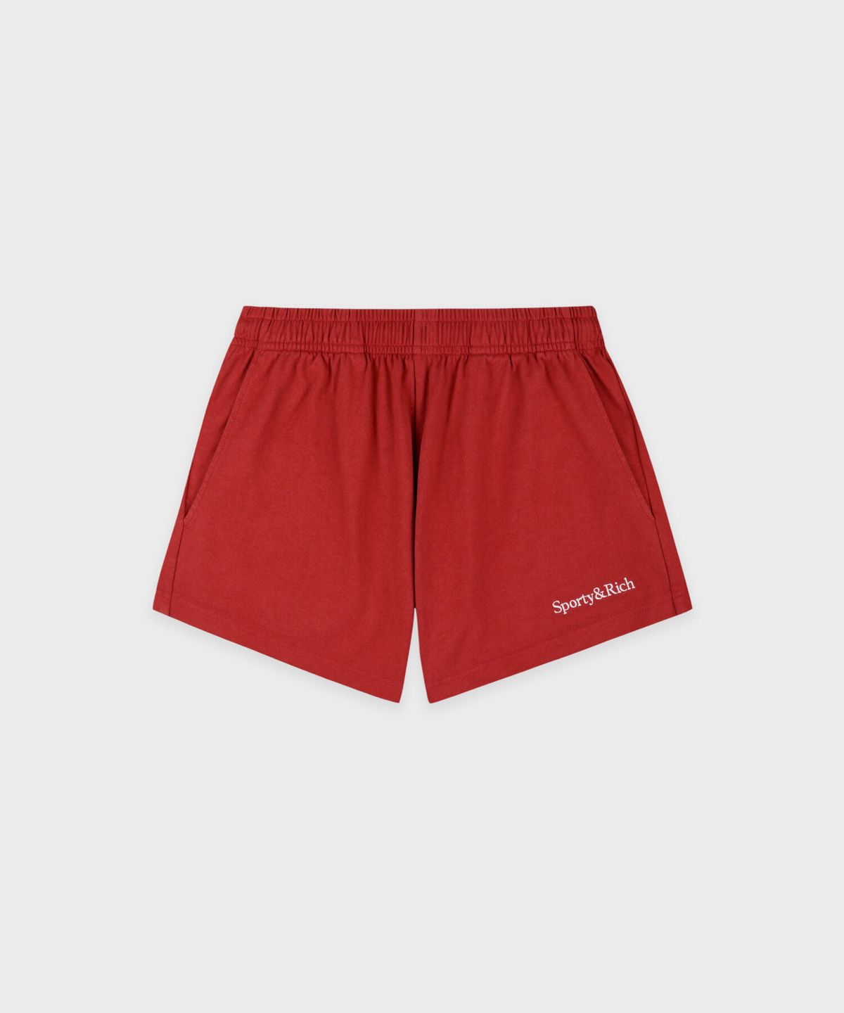 스포티앤리치(SPORTY&RICH) 세리프 로고 자수 디스코 쇼츠 - 페이디드 멀로 R265AW7007