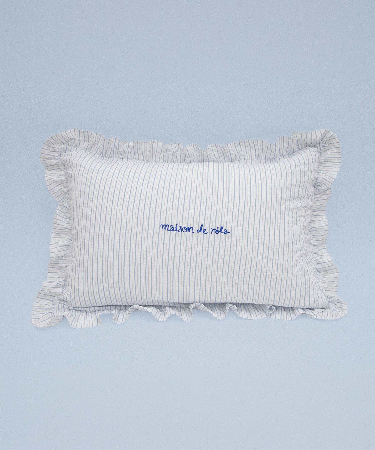 로라로라(ROLAROLA) MAISON DE ROLA EMBROIDERY PILLOW COVER LIGHT BLUE