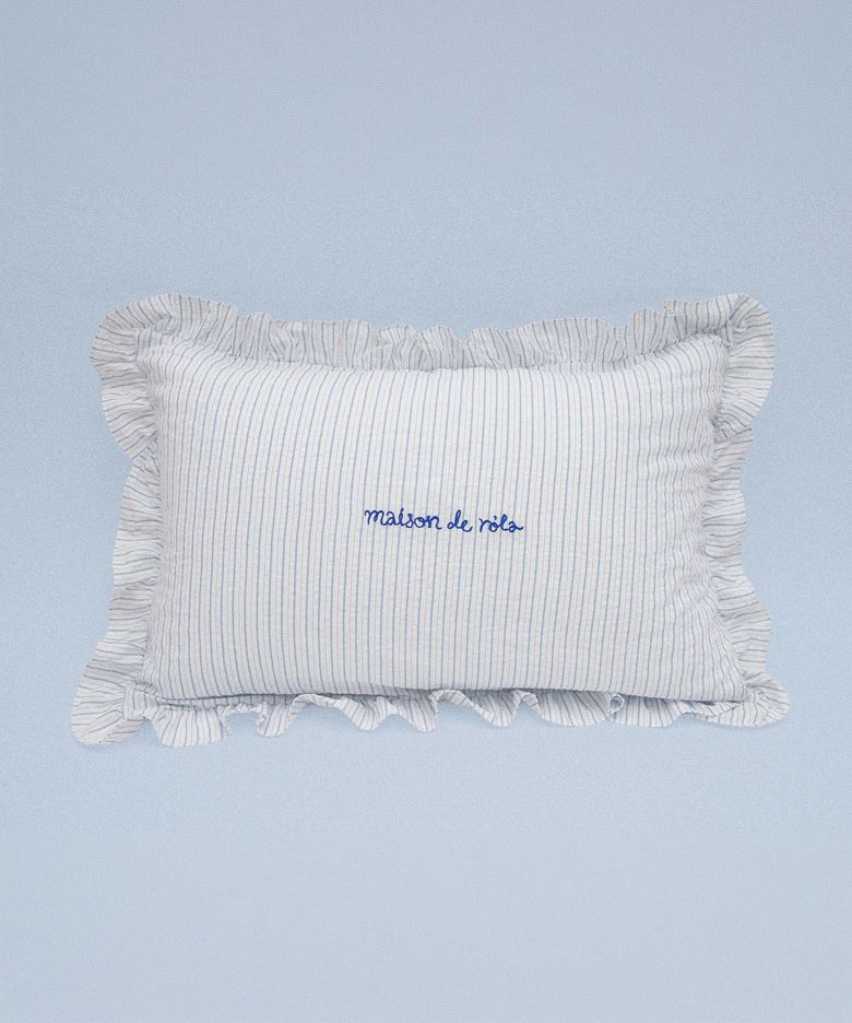 MAISON DE ROLA EMBROIDERY PILLOW COVER LIGHT BLUE