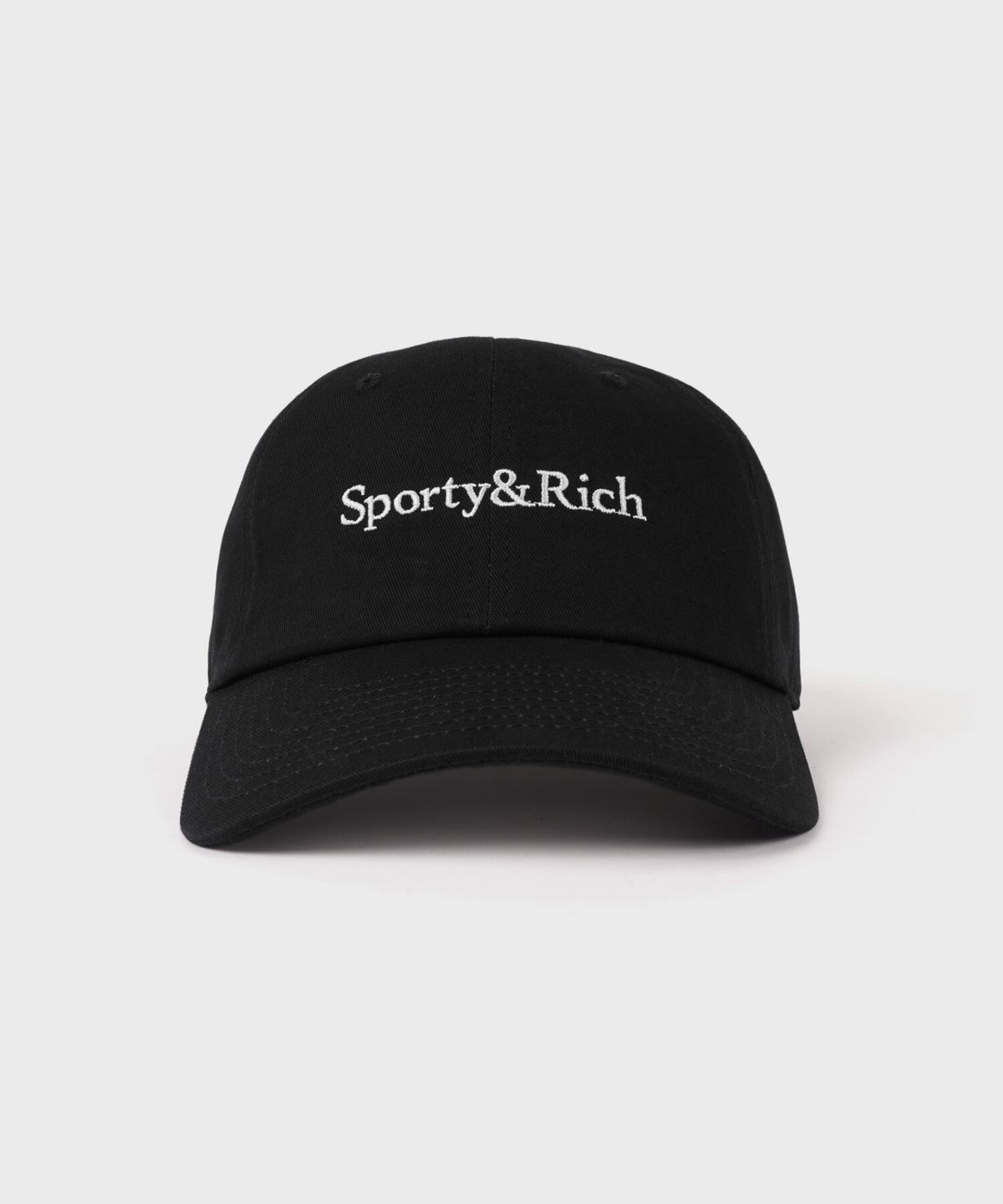 스포티앤리치(SPORTY&RICH) 세리프 로고 캡 - 페이디드 블랙 R265AOH010