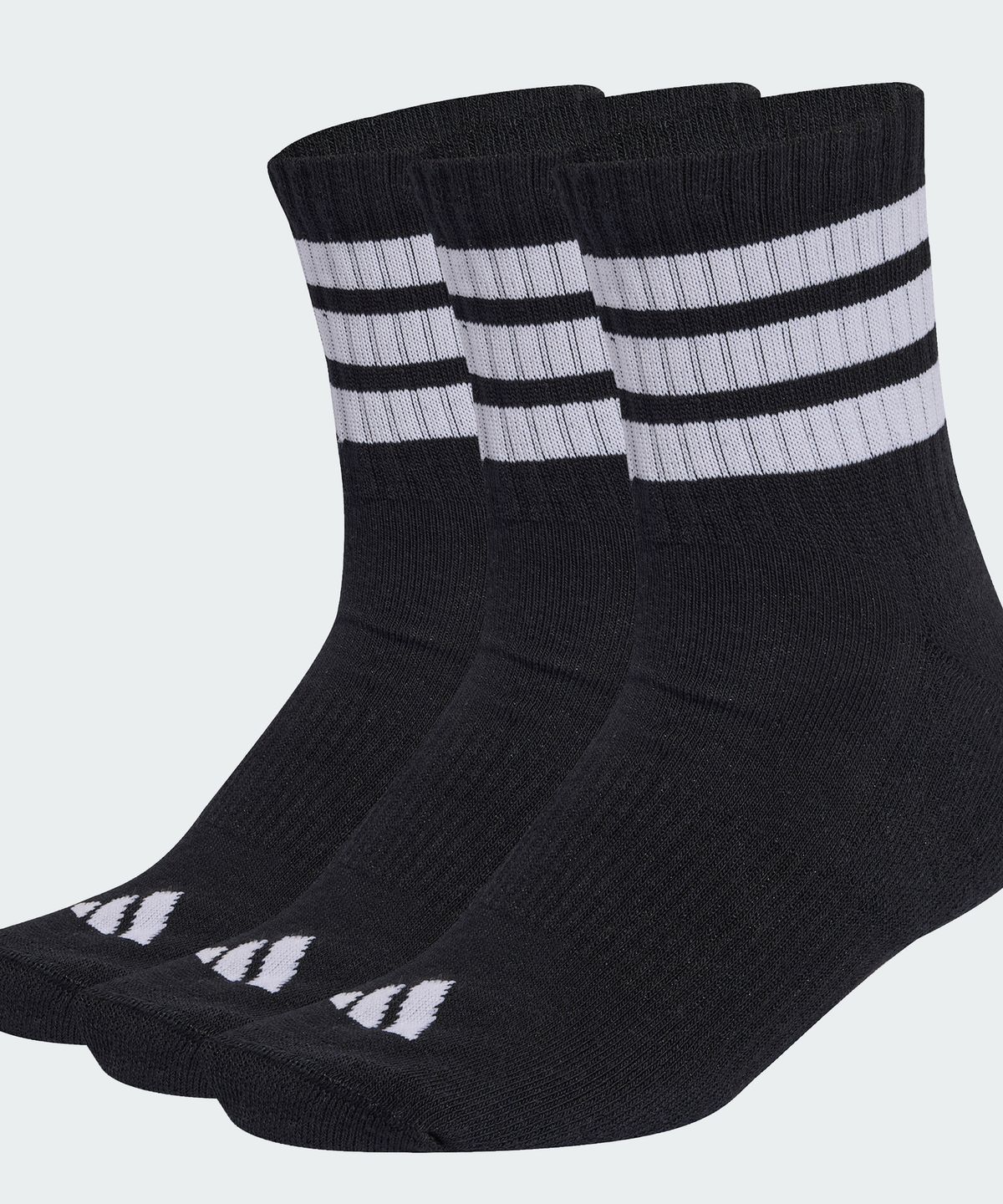 아디다스(ADIDAS) 3-스트라이프 쿠션 스포츠웨어 미드 컷 삭스 3켤레 팩 KC9617