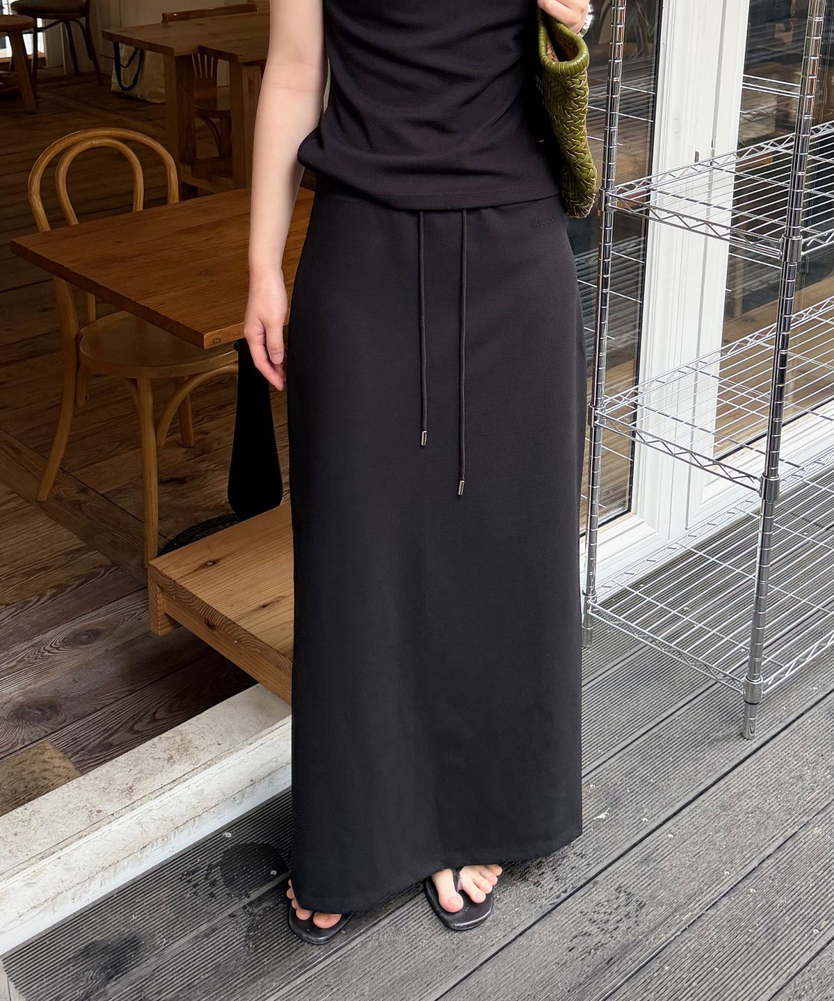 호와스(HOWUS) SUMMER NOTE LONG SKIRT (BLACK)