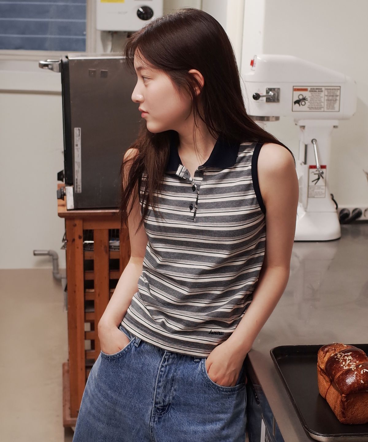 호와스(HOWUS) PANAMA BUTTON TOP (NAVY)
