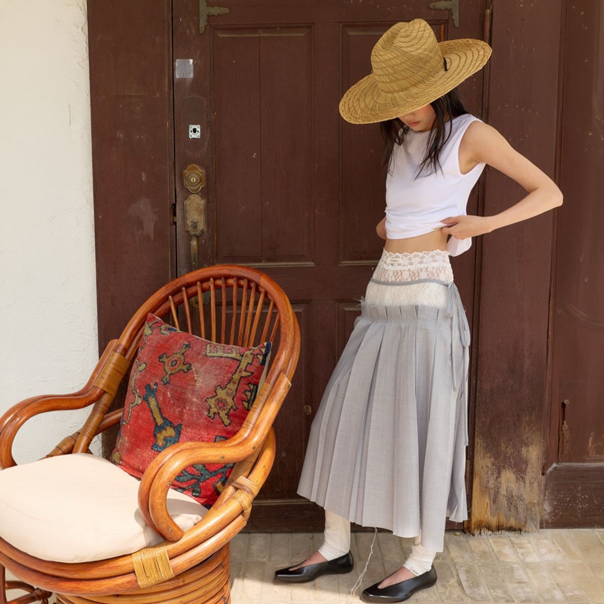 아우어솔티(OURSAALTY) Silent Pleats Skirt / Gray