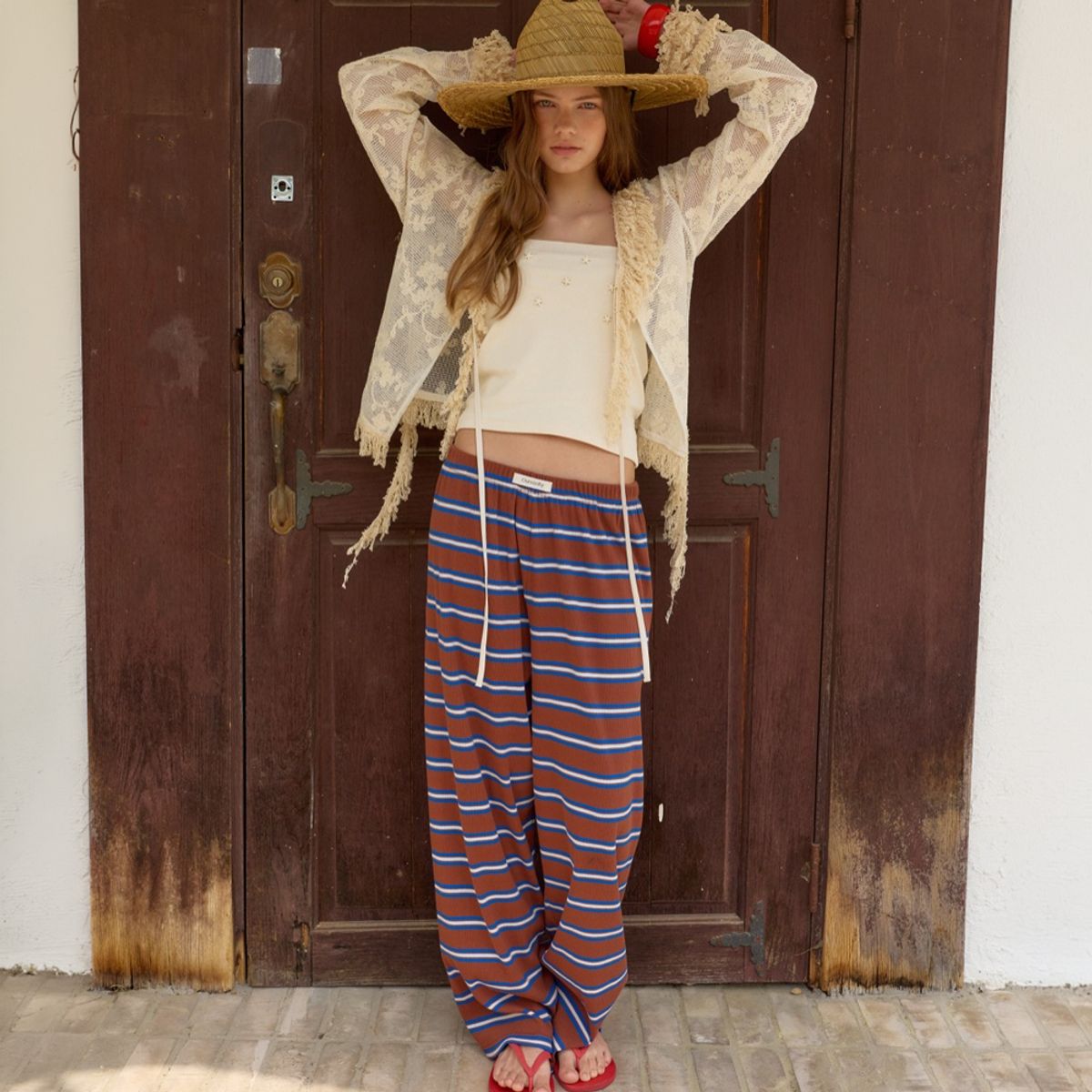 아우어솔티(OURSAALTY) Sunday Stripe Pants / Brown