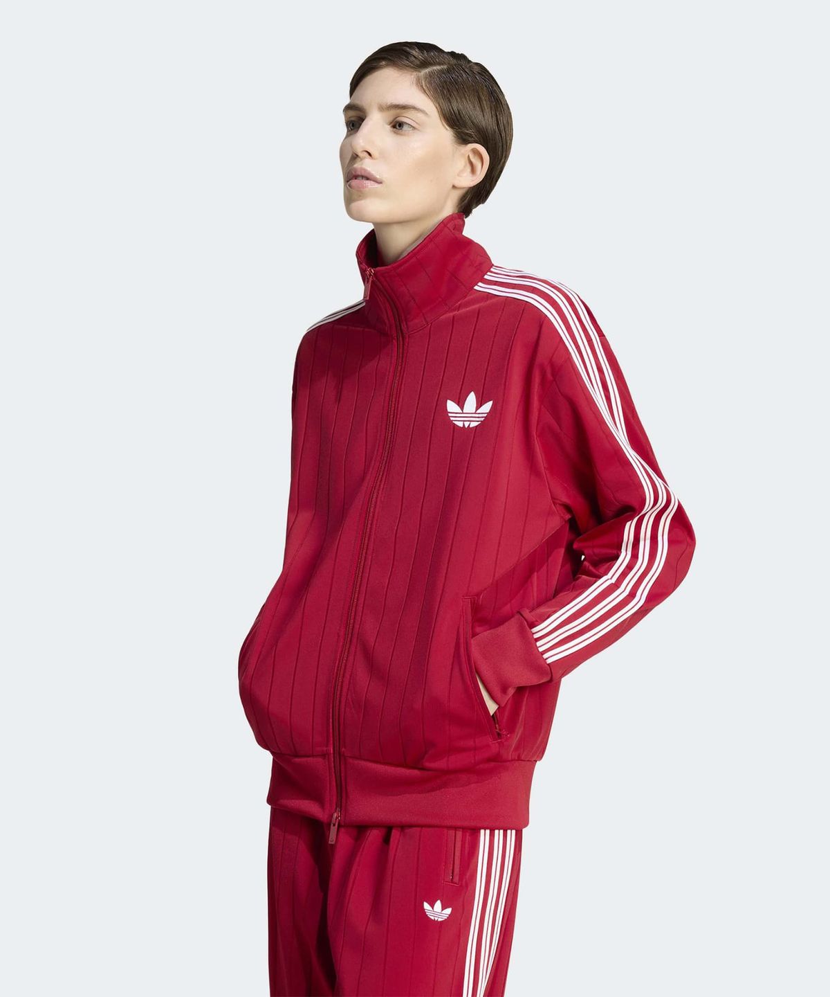 아디다스(ADIDAS) 핀스트라이프 파이어버드 루즈 트랙탑 - 레드:화이트 / KS9984