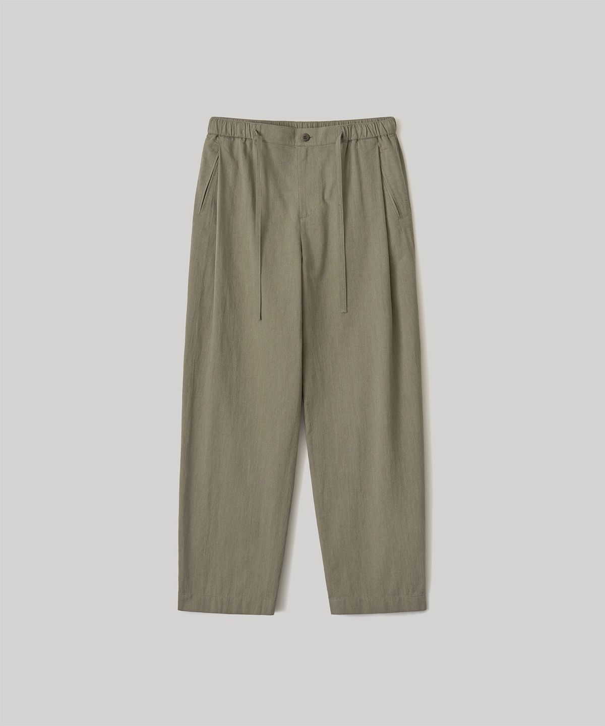 어나더 오피스(ANOTHER OFFICE) Pique Chambray Easy Pants (Khaki-Stripe)