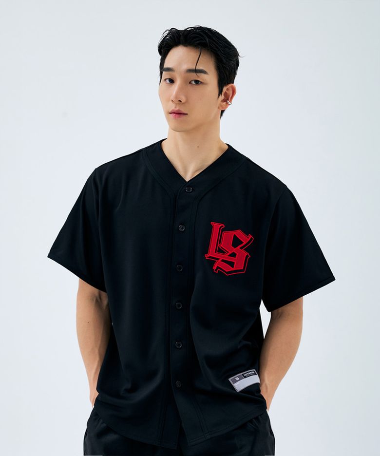 Mesh Baseball Regular-fit Jersey_Black/Red