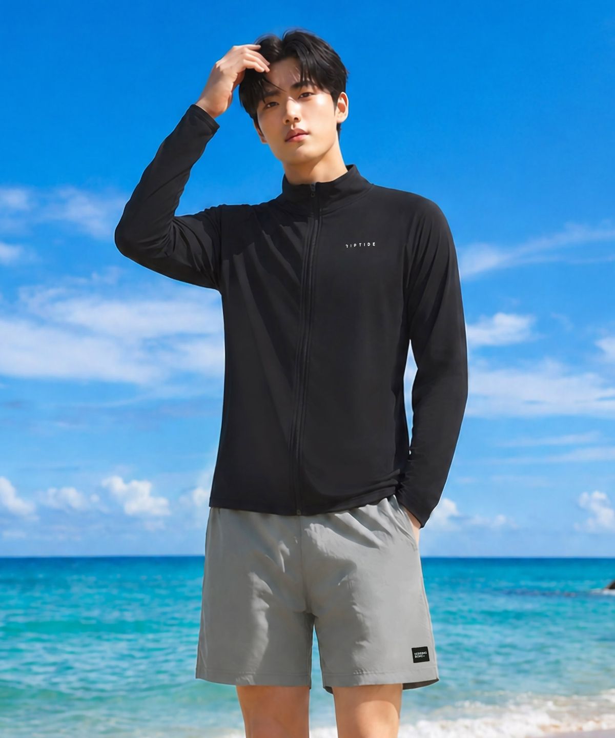 헤링본(HERRINGBONE) [SET] 남성 래쉬가드세트 루즈핏 집업 & 퀵드라이 스윔팬츠 RC903 TJ603