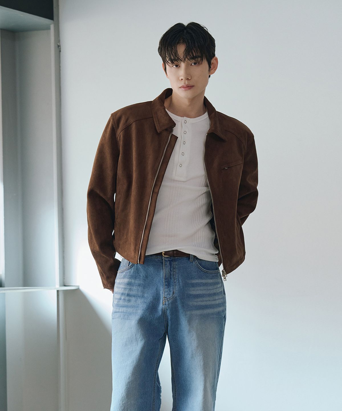 로랑서울(LAURANTSEOUL) Suede crop biker jacket(Brown)