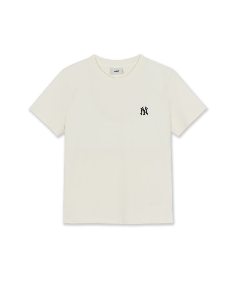 여성 베이직 스몰로고 슬림핏 반팔 티셔츠 NY (Cream)