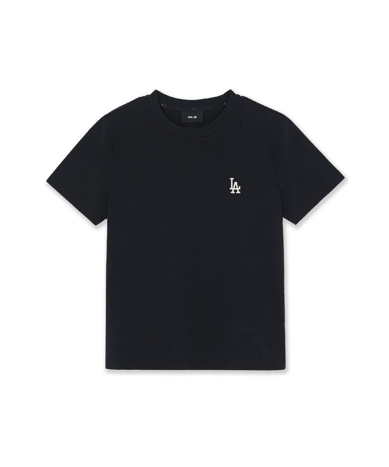 여성 베이직 스몰로고 슬림핏 반팔 티셔츠 LA (Black)